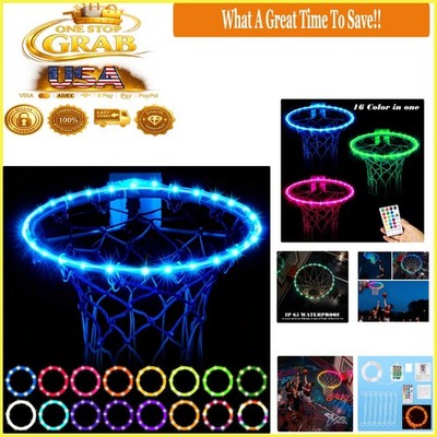 Outdoor Basketball Hoop Light with Remote, 16 Color LED, Waterproof, Fits Sta...