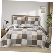 Plaid Quilt Set Size Lightweight Bedspread Set Grey King Grey Brown Plaid