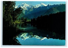 Lake Matheson Mts Tasman Cook Reflection Westland New Zealand Postcard