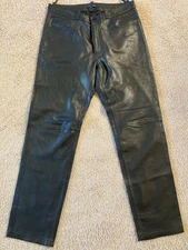 DKNY Item #76 Black Leather pants  34x32 RockStar Styled like 50's Iconic jeans