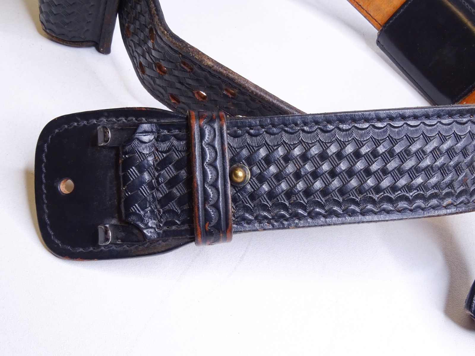 *missing buckle* Dutyman 34" Police Security Duty Belt Pouches Handcuff Case +