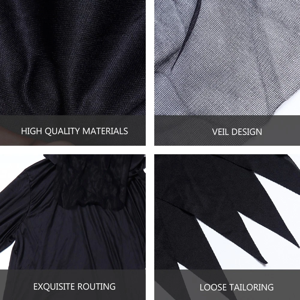 VETEMENTS Costume creativo 1 pezzo Halloween vestito fantasia festa nero vestito cosplay