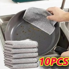 10pcs Wire Dishwashing Cloth Mesh Dishcloth For Kitchen Stove Dishwashing Rags