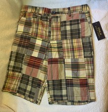 Ralph Lauren Polo Boys Madras Shorts Size 29wx11L NWT