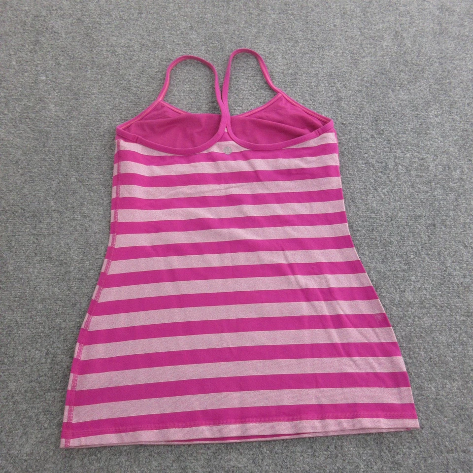 Camiseta sin mangas Lululemon para mujer 8 rayas rosas sujetador incorporado espalda deportiva yoga atlético Foto 4 de 4