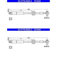 2X ATE BremsschlÄUche Vorne Passend FÜR Opel Corsa Links+Rechts | 24.5176-0425.3