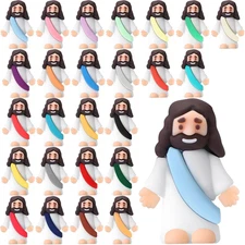 Bememo 25 Pcs Little Jesus Figures Original Design Mini Rubber Jesus Toys