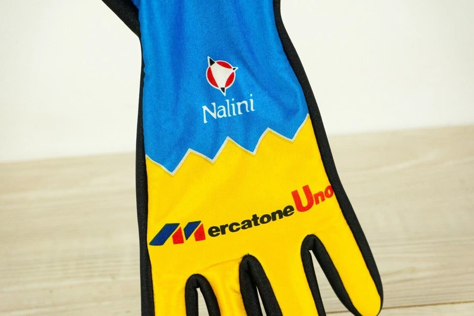 MERCATONE UNO TEAM BIANCHI LUVAS VINTAGE CICLISMO BICICLETA DE ESTRADA INVERNO PEQUENO P 90S - Imagem 4 de 4