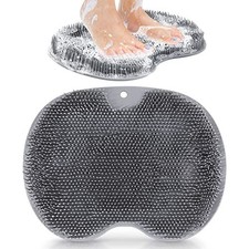 Silicone Shower Foot Body Scrubber Wall Mounted Exfoliating Back Scrubber Gray