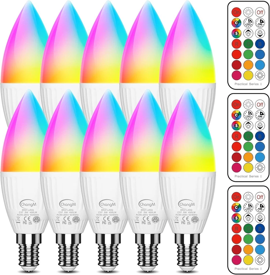 RGB Candelabra Bulb with Remote Control, 12 Colors - Image 3 of 4