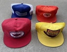 Vintage lot 4 Snapback Trucker Hat Cap Patch mesh K Brand USA advertising