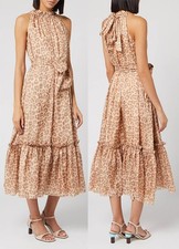 Zimmermann Kirra Leopard Print Silk Satin Maxi Dress Size 2 AU/UK 12 US 8 TIERED