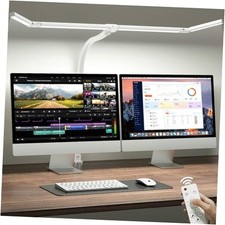 42" LED Desk Lamp with Clamp, Architect Desk Light with Remote, White
