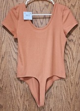 AMERICAN EAGLE S/S RIBBED BODY SUIT TOP, RUST BROWN, SOFT, SZ L LARGE, NWT NEW