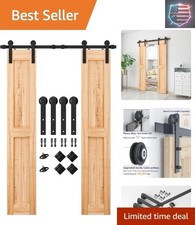 5FT Heavy Duty Double Door Sliding Barn Door Hardware Kit,Smoothly and Quietl...