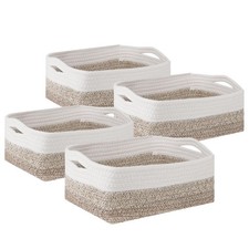 4 Pack Storage Baskets for Organizing, Small Storage Bins for Shelves, Woven ...