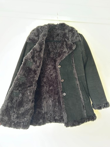 Vintage Y2K Wilsons Leather Maxima Black Suede Faux Fur Coat Women’s M