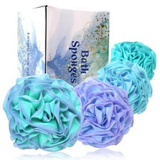 Loofah Bath Sponge, Large Exfoliating Body 1 Count Pack of 4 , Green-blue