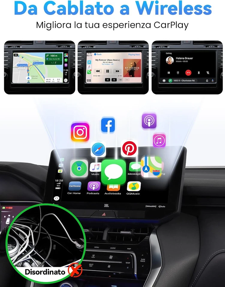 S2 Mini Adattatore Carplay Wireless per Iphone, Converte Cablato in Wireless, US - Immagine 4 di 4