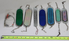 Nice Used Vintage Mixed x7 Luhr Jensen Moocher & Dodger Flasher Spoons Abe & Al