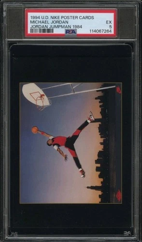 1994 UPPER DECK NIKE POSTER CARD JORDAN JUMPMAN 1984 MICHAEL JORDAN PSA 5