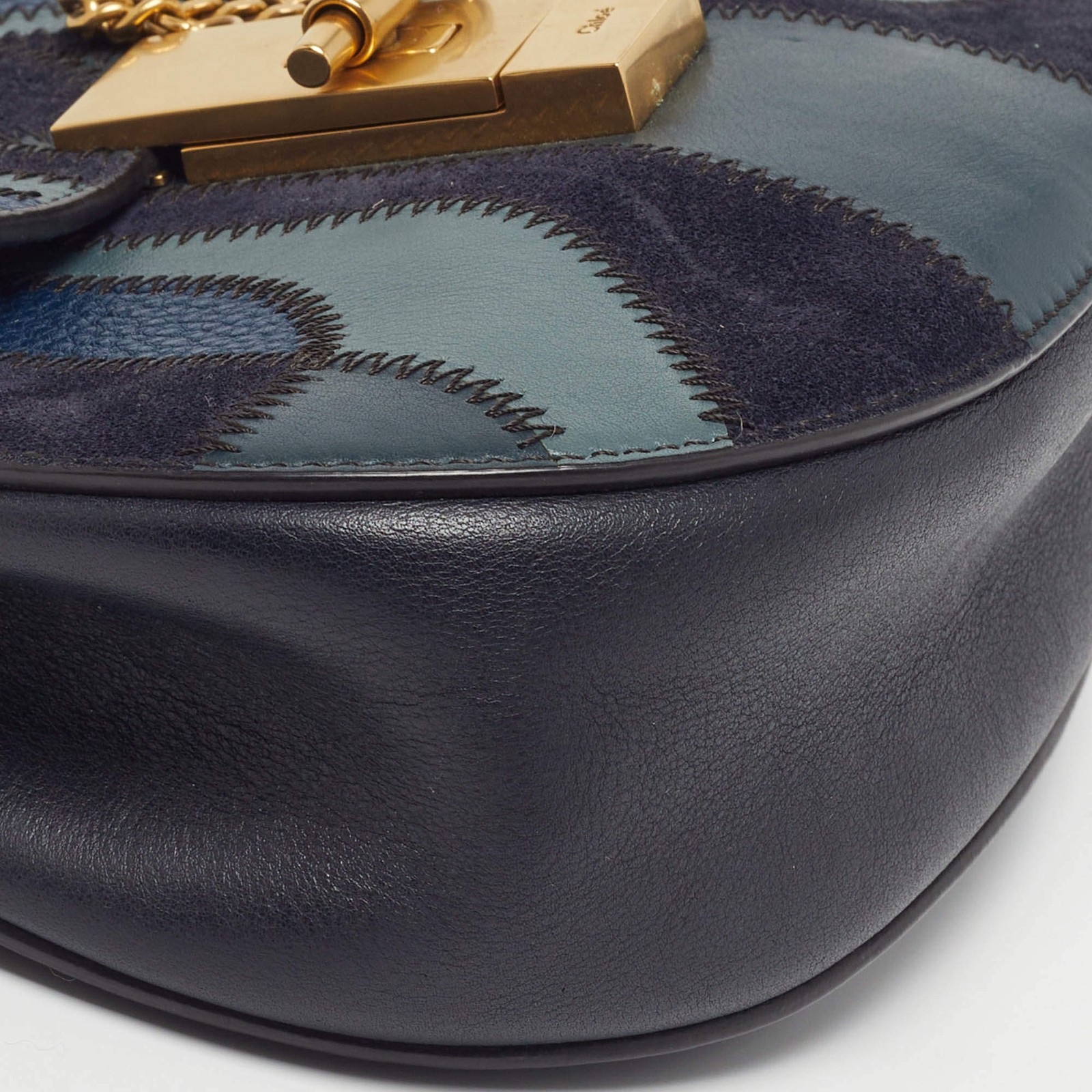 Chloe Drew Patchwork Mini Blue Chain Shoulder Bag - image 12