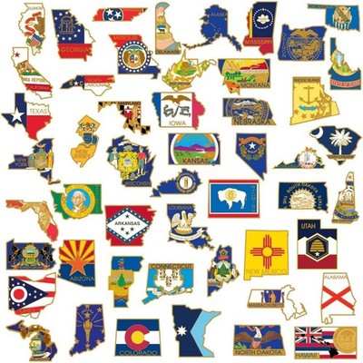 Lapel Pin State Shape Flag PinMart