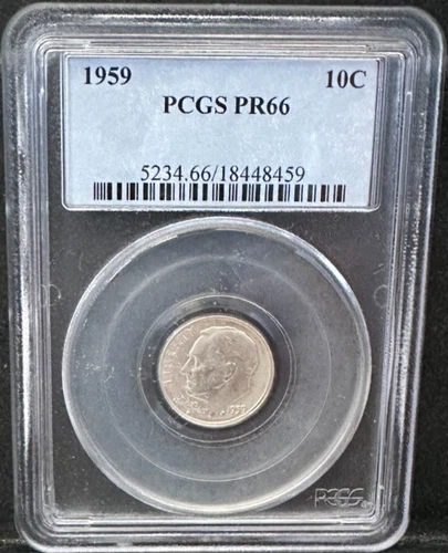 1959 Proof Roosevelt SILVER Dime PCGS PF66