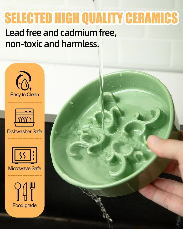 Slow Feeder Dog Bowl, 0.6 Cups Ceramic Dog Food Dish for Fast Eaters Small Br... - Image 4 of 4