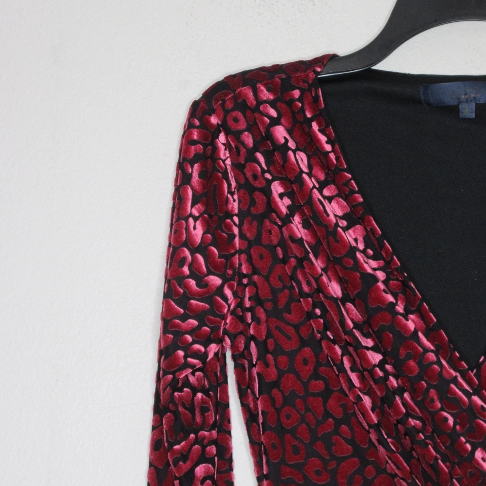 Rachel Rachel Roy Women's Velvet Animal Print V Neck Long Sleeve Dress Pink S B6 - Image 3 of 4