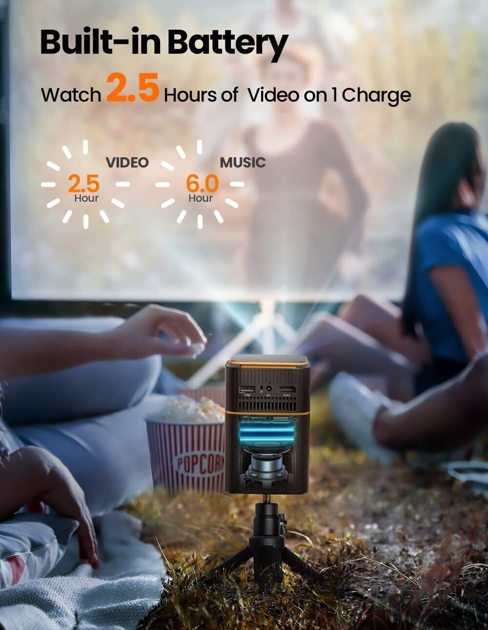 FATORK 5G WiFi DLP Smart Movie Projectors 1080P HD Travel HDMI/USB IOS