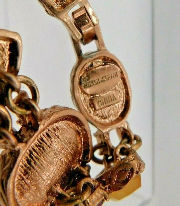 Heidi Klum Link 水钻粉色黄色蛋白石玫瑰金色扣手链 — 第 3/4 张图片