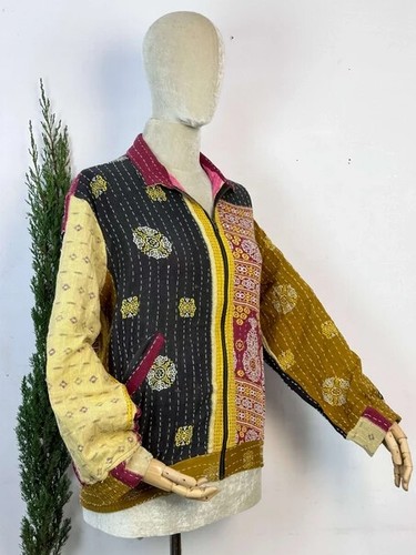 Chaqueta Kantha India Hecha a Mano 10 Piezas, Chaqueta Kantha de Algodón Suave, Bata de Baño Kimono - Imagen 2 de 7