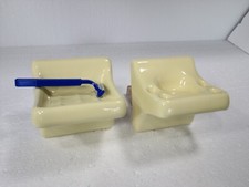 Vintage Saffron Yellow Ceramic Tile Soap Dish Tumbler Cup Tray Toothbrush Holder