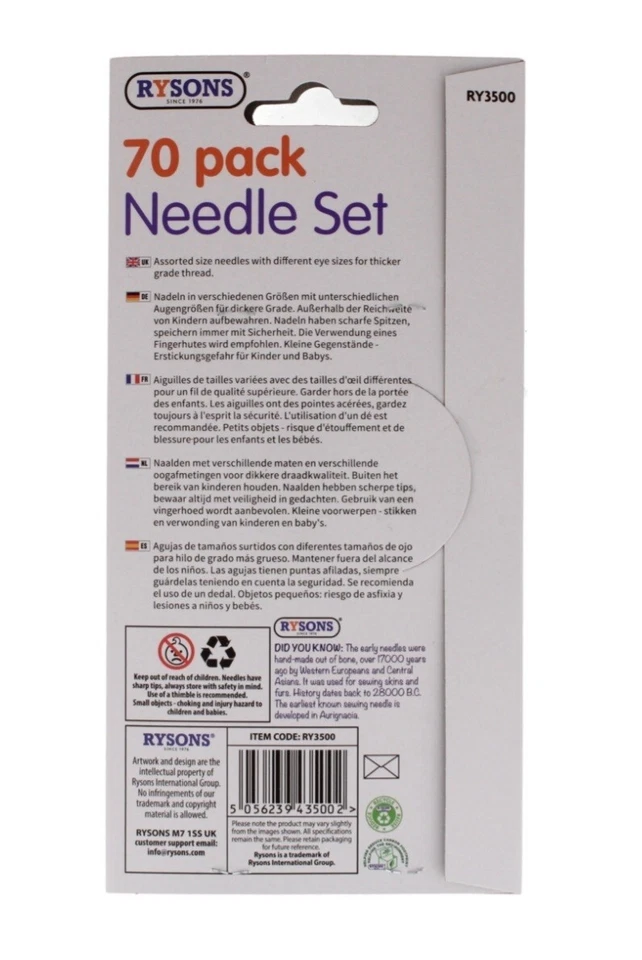 70pack THREADING SEWING NEEDLES - ASSORTED SIZES - EASY THREAD - Image 2 of 2