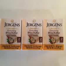 Lot of 3 , Jergens Mild Soap- Enriching Shea Butter. 2 Bars in Each Package