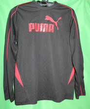 Boys Puma Dry Cell long Sleeve Black Shirt With Red Accents And Logo Size Medium