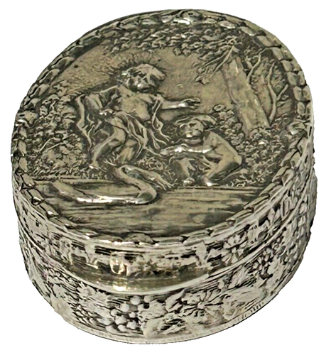 Antique Vintage sterling silver engraved 800 Italian Italy hallmarked pill box - Picture 2 of 6