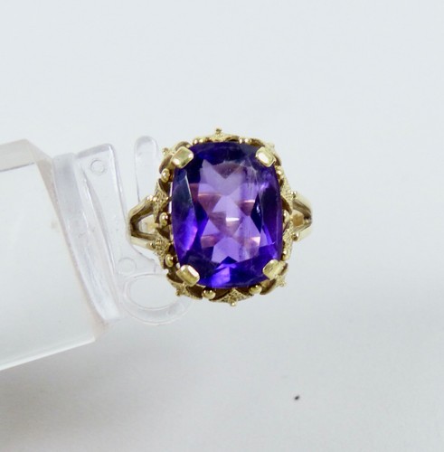Anello Di 585 Oro con Ametista, Tgl 54 / Ø 17,2 MM (da6675) - Foto 6 di 6