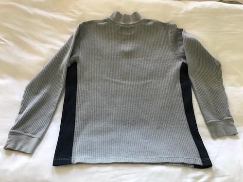Boys ABERCROMBIE Gray Sweater, Navy Blue Accents, Vertical Textured Stripes, XL - Picture 4 of 5