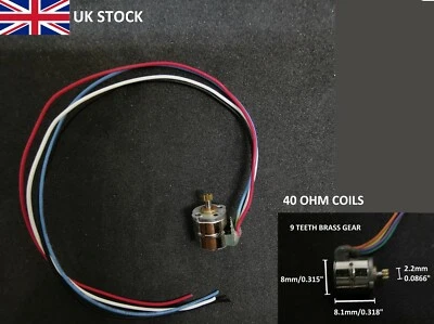 2-Phase 4 Wire 8mm micro stepper motor with brass gear WITH CABLES