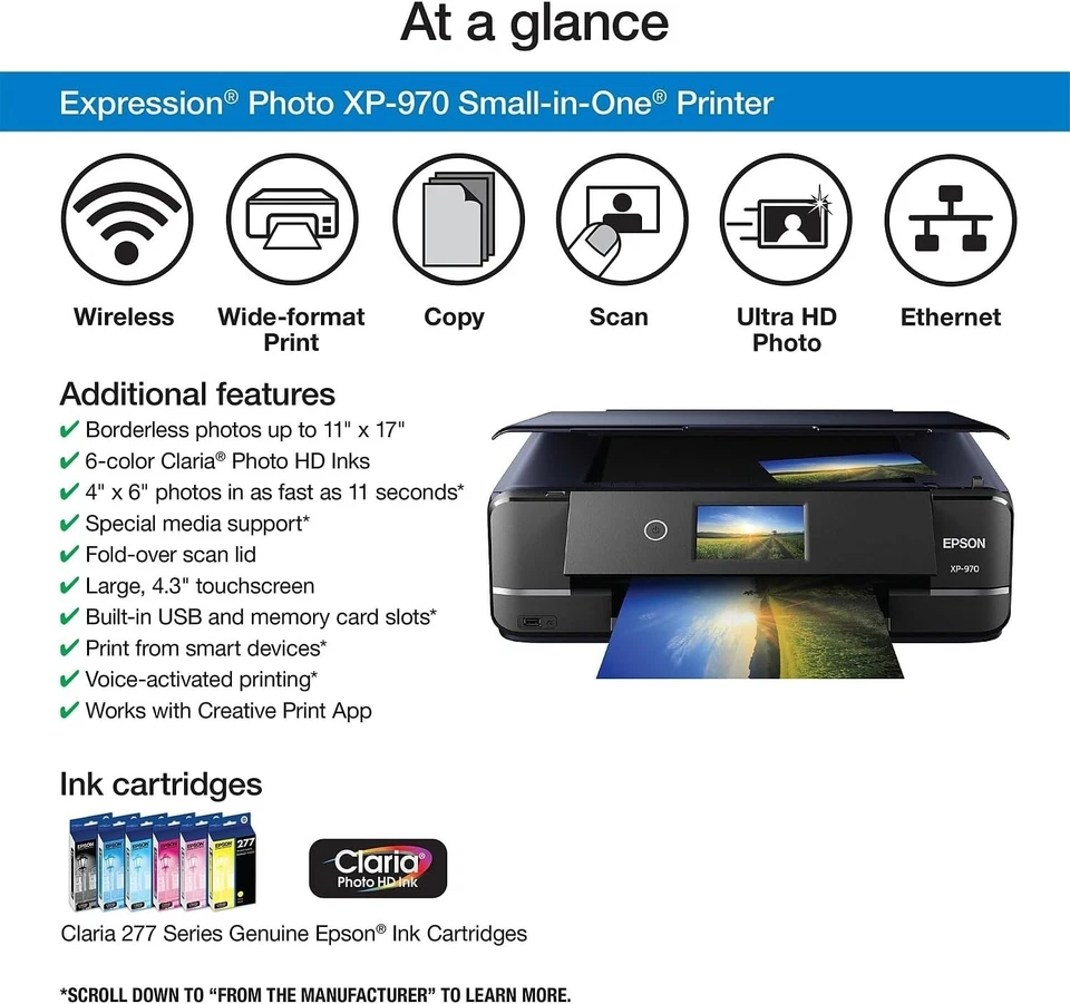 Epson Expression XP-970 3-in-1 A3 Wireless Colour Printer WITH INKS - Image 3 of 4
