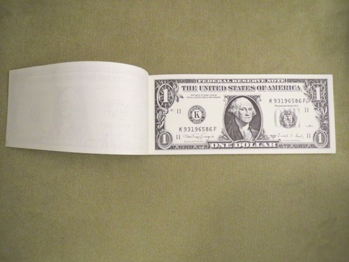 One Dollar Bill Note Paper Pad Stationery Memo, 9.75 x 4.125 inches, 40 sheets - Picture 2 of 6