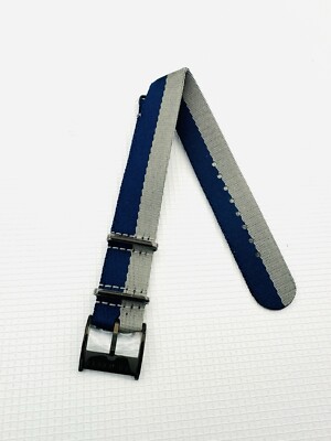 TED BAKER WATCH STRAP , TE10026447 , blue and grey nylon strap with Black Buckle