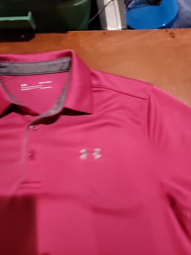 Under Armour HeatGear Loose Mens SMALL S/S Purple Polo Shirt GUC. VB1 - Picture 3 of 9