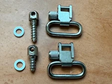 Steel Silver Sling Mount Set 1" Quick Detach Swivels Screw Stud Base Kit 3122