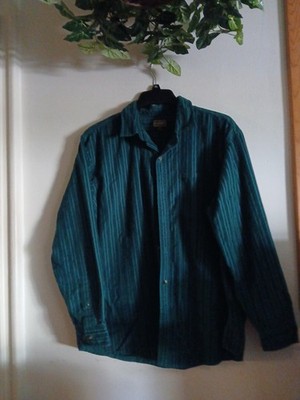 Schmidt Workwear Men's Long Sleeve Shirt Hunter Green Size M Corduroy Stripped