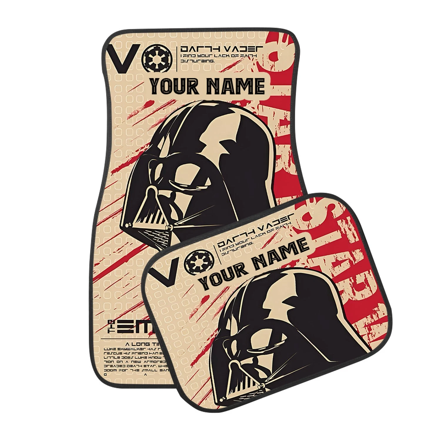 Star Wars Darth Vader Car Floor Mats, Custom Auto Accessories, Personalized Gift