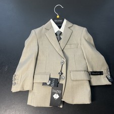 Tazio Gray Three Piece Kid  s Suit Size 2  Tie And Storage Bag B348-4 Retail 129