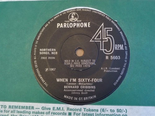 Bernard Cribbins - When I'm Sixty Four - Parlophone 45 (Beatles)
